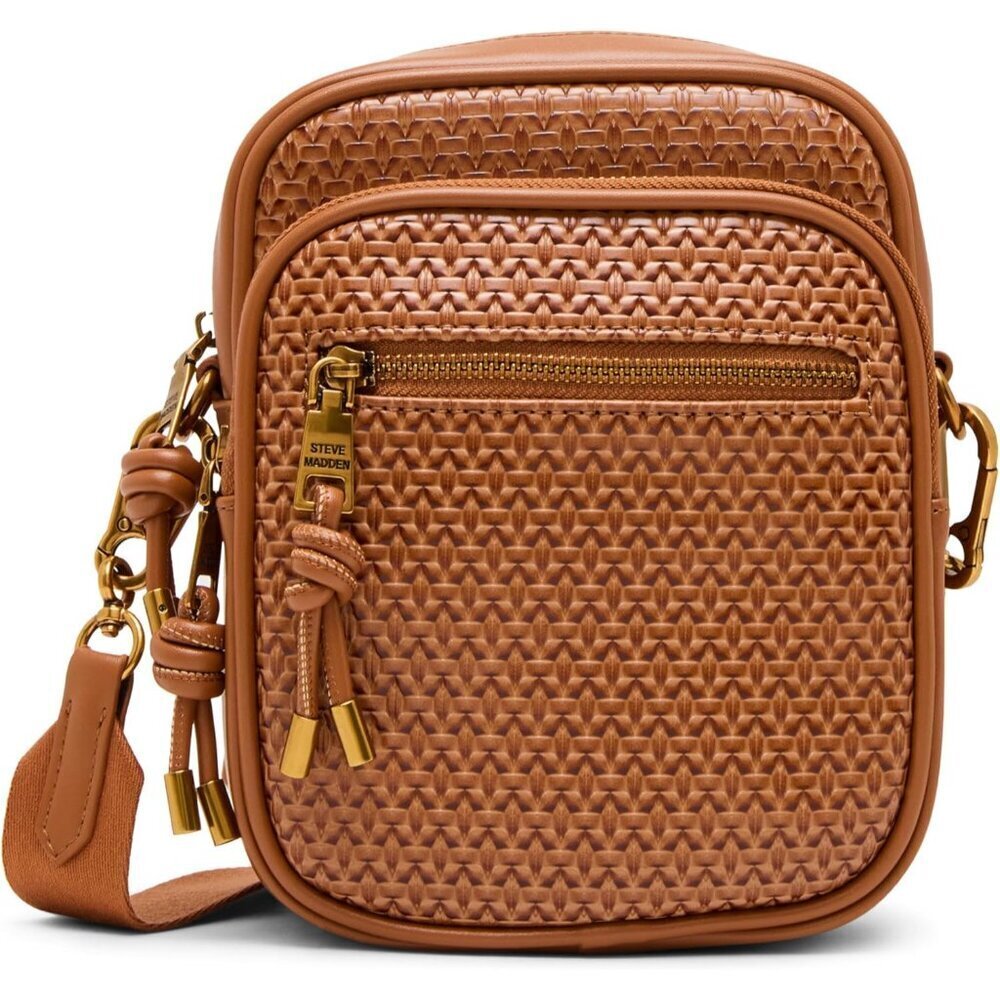 Crossbody Bag Womens Woven Exterior Adjustable Strap Zipper Pocket Ginger